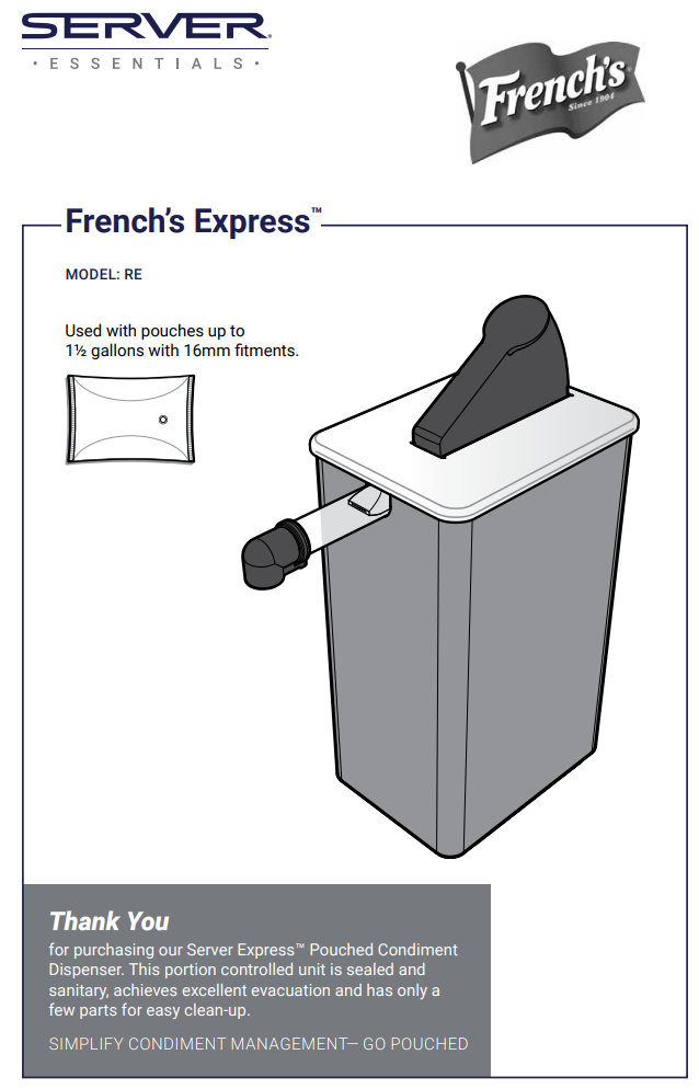 SERVER 07000 1 2 Gallon Dispenser Instruction Manual