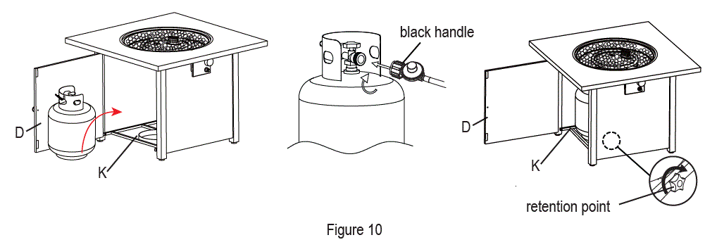 PHI VILLA E02GS010 32 Inch H Square Black Metal Base Propane Gas Fire Pit Table-11