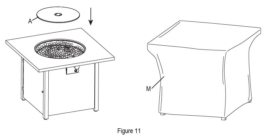 PHI VILLA E02GS010 32 Inch H Square Black Metal Base Propane Gas Fire Pit Table-12
