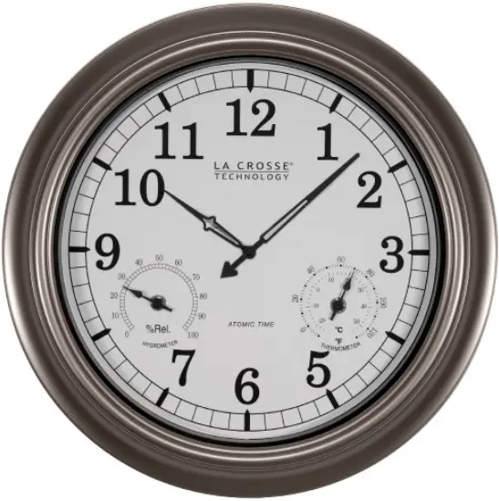 LA CROSSE TECHNOLOGY WT-3181PLx1 18 Inch Indoor-Outdoor Atomic Wall Clock