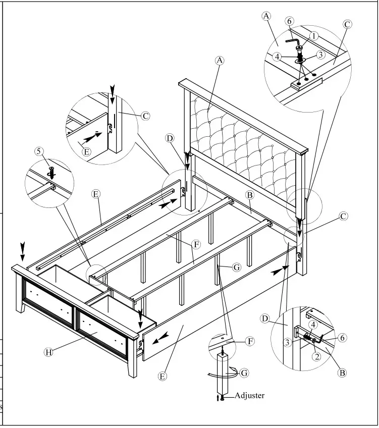 Best Quality Furniture SAN EK4 Sandy 4 Piece Cappuccino Eastern King Platform Storage Bedroom Set - Fgure 2