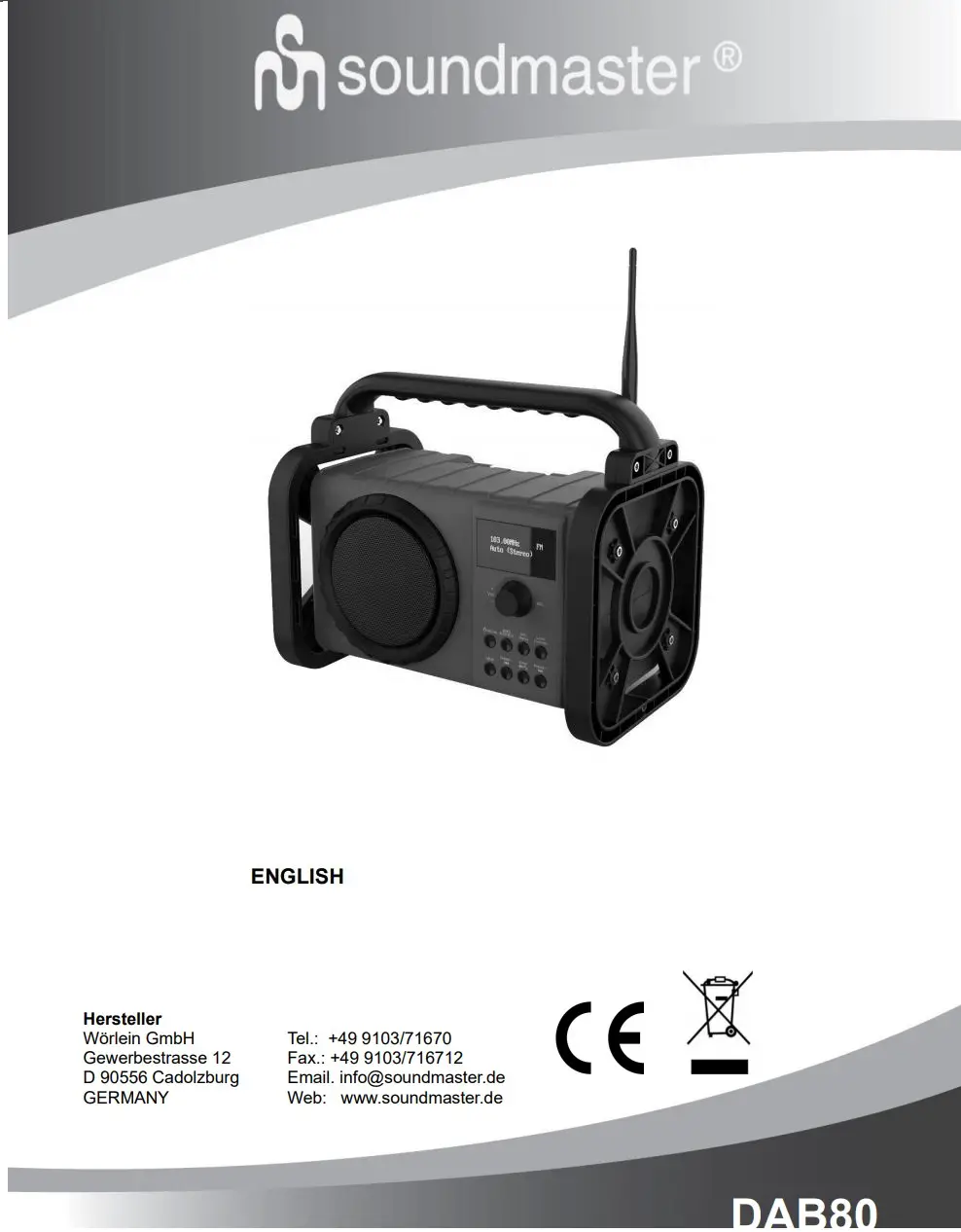 soundmaster DAB80 Workplace Radio User Guide