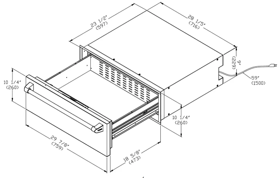 THOR KITCHEN TWD3001 30 Inch Built In Warming Drawer Oven - Fig 3