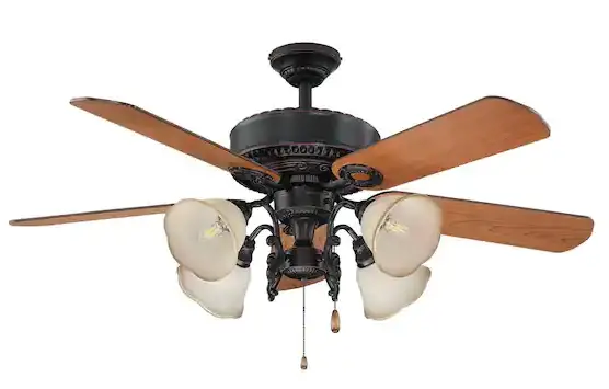 ParrotUncle-BBEL2101ORB -52-in.-Indoor-Bronze-Downrod-Mount-Ceiling-Fan-with-Pull-Chain-and-Light-Kit-product-img