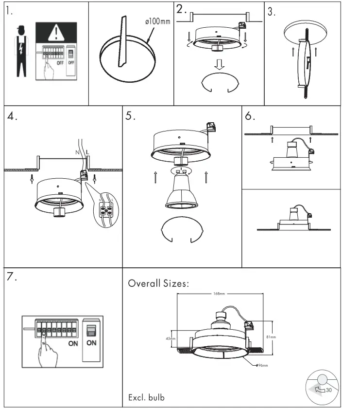 QAZQA 105189 Oneon Trimless 50 DL 1 White Round - fig