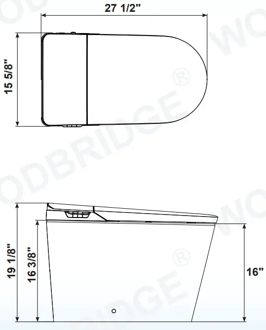 WOODBRIDGE B0980S Electronic Washlet Toilet -Technical drawing