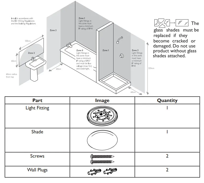 JOHN LEWIS 10504513 Saint LED Flush light - parts