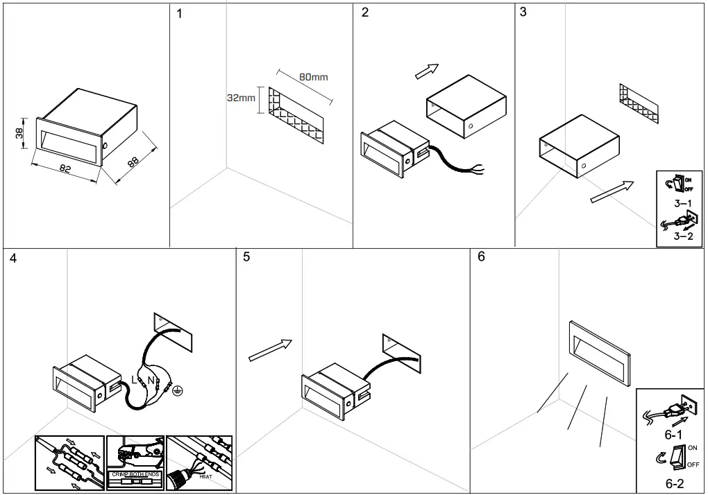 MONDOLUX MO54 Toulouse Rectangle Recessed - Installation Steps