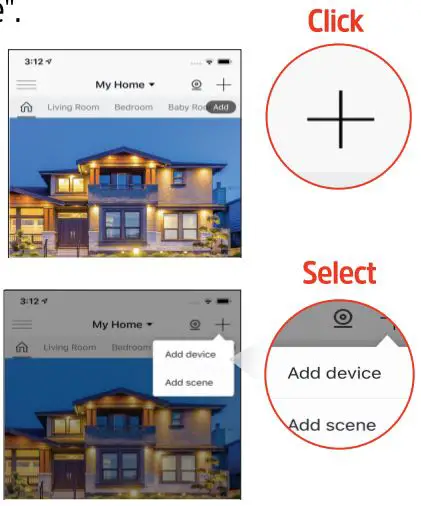 Energizer Smart WiFi Outdoor Camera EOX1-1002 User Guide - After logging in, click "+" on the top right of the screen