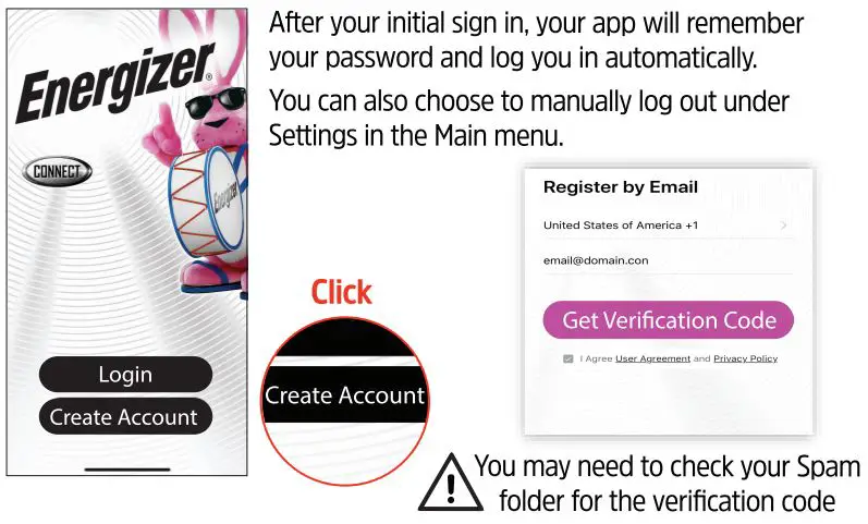 Energizer Smart WiFi Outdoor Camera EOX1-1002 User Guide - Create Account
