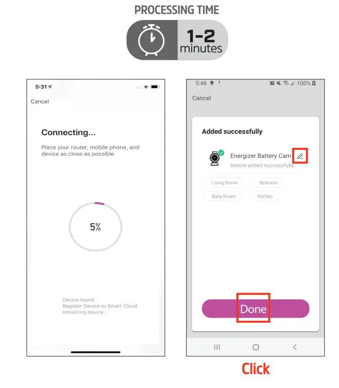 Energizer Smart WiFi Outdoor Camera EOX1-1002 User Guide - Processing time