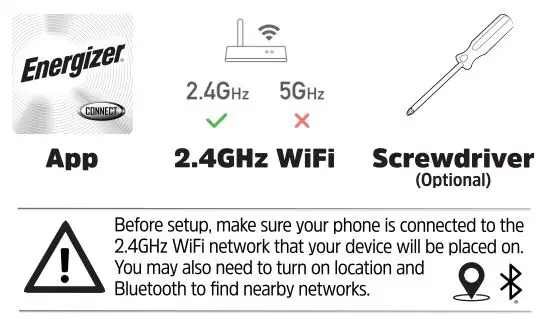 Energizer Smart WiFi Outdoor Camera EOX1-1002 User Guide - What You Need