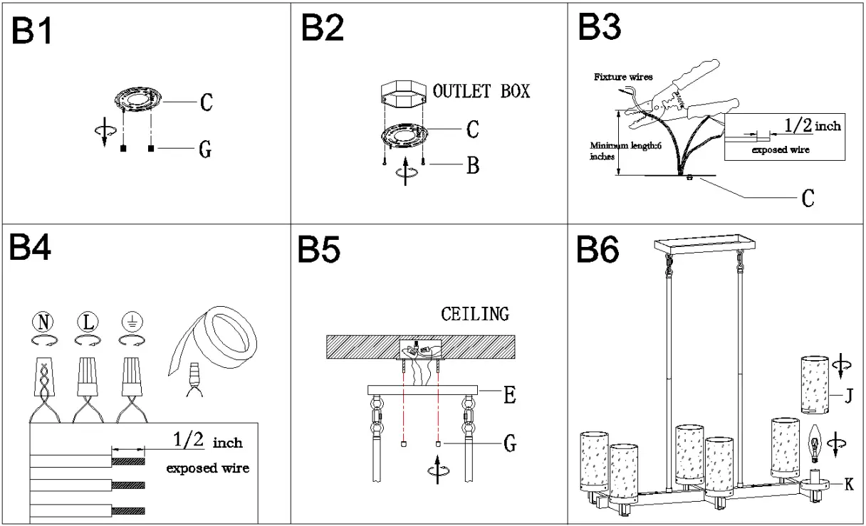 ZEVNI A04761C6 Rudolf 6 Light Gold-Black Modern Contemporary Chandelier - fig 3