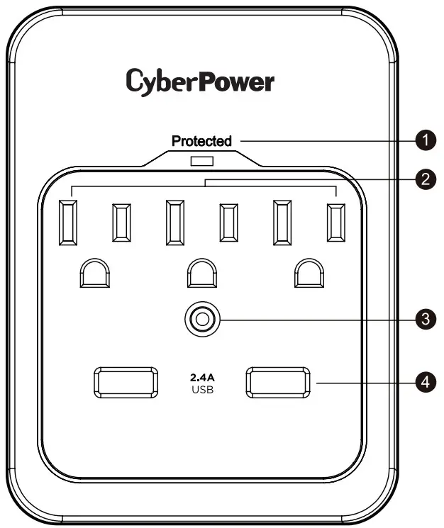 CyberPower CSP300WUR1 3 Outlet Surge Protector with 2 USB A Ports