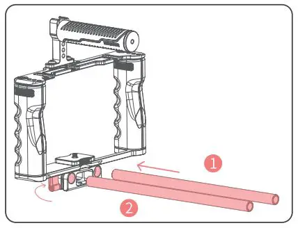 NEEWER Aluminum Alloy Camera Video Cage Film Movie - Install the rods and secure using the locking levers.