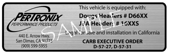 JBA 1962S Performance Exhaust - warning