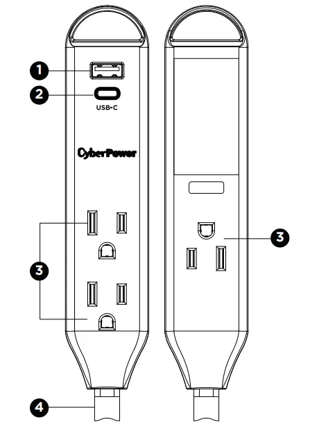 CyberPower GC305UCB 3 Outlet Extension Cord with Surge - parts