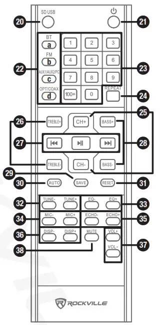 ROCKVILLE House Party System 10 Inch 1000w Bluetooth LED Booming Bass - Functions 3