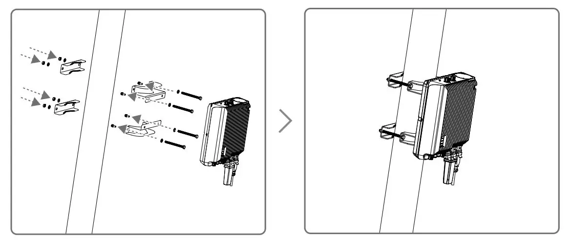 dji AS-F1800 Aeroscope Stationary Unit - Attaching the stationary unit to the pole