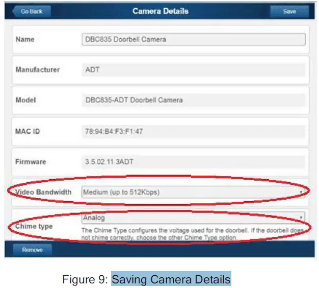 Saving Camera Details
