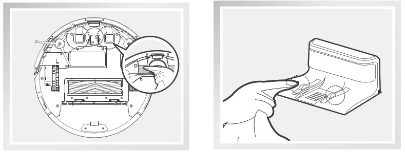 Robotic Vacuum Cleaner ZACO A6 - Maintenance clean cherging pins