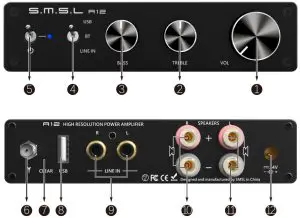 SMSL A12 Bluetooth 5.0 Stereo Audio Amplifier - Display Interfac