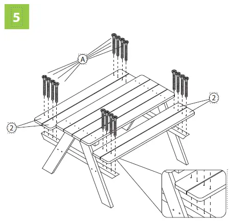 turtleplay TB0020000010 Wooden Kids Picnic Table fig 13