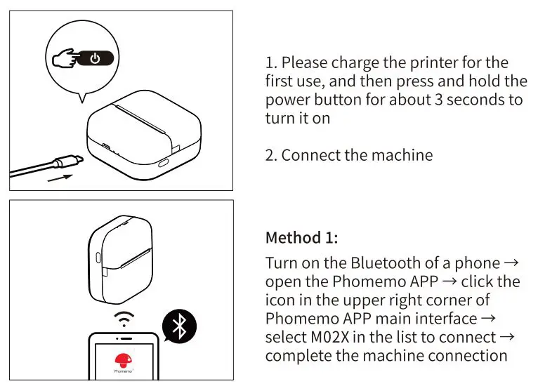 Phomemo M02X Mini Printer User Guide - App connection method