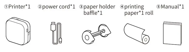 Phomemo M02X Mini Printer User Guide - Packing list