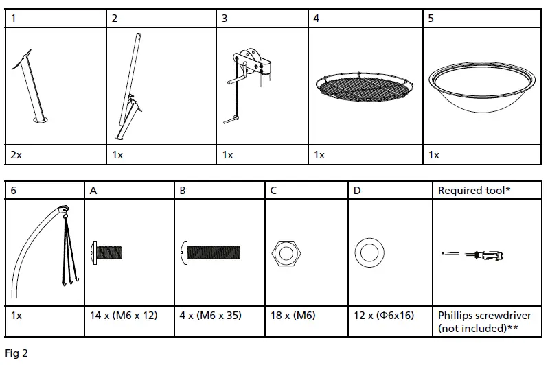 Qlima FFGW 4068 Outdoor Barbecue and Grill Barbecue Fire Bowl fig 3