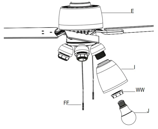 Installing the bulbs and glass shade
