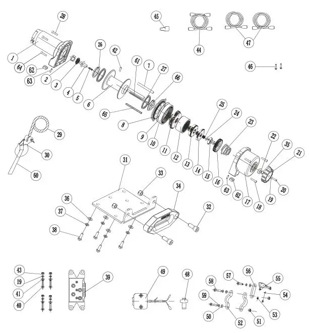 CHAMPOIN POWER EQUIPEMNT 4500 lb. (2041 kg) Winch - Parts Diagram