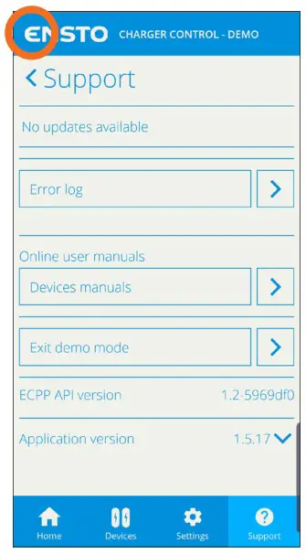 ENSTO One Home 3 6kW Charging Station - Installer menu in the Ensto Charger Control Application