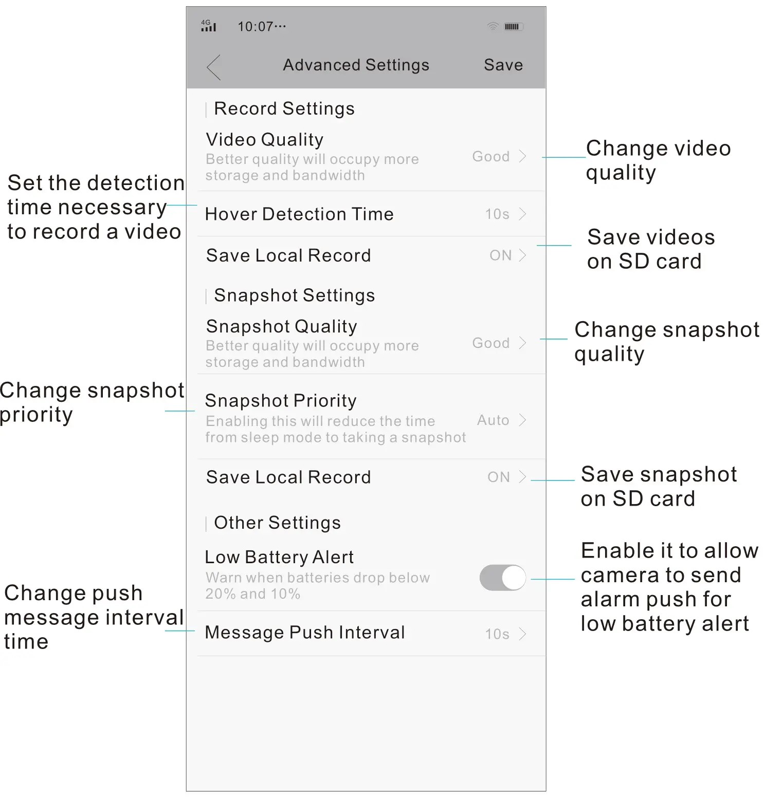 CRORZAR CZ-BP-CAM1 Wi-Fi Battery Camera - Advanced Settings