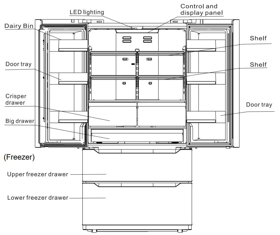 COSMO COS-FDR225RHSS-G 4 Door French Door Counter Depth Refrigerator - fig27