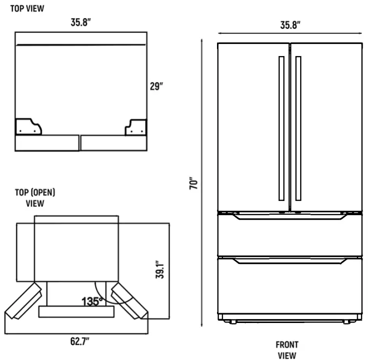 COSMO COS-FDR225RHSS-G 4 Door French Door Counter Depth Refrigerator - fig37