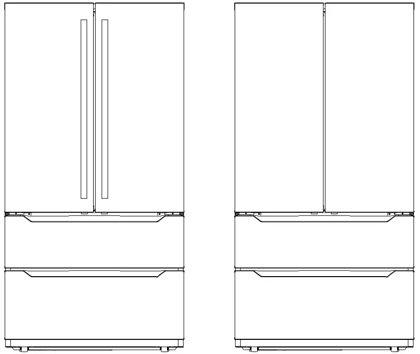 COSMO COS-FDR225RHSS-G 4 Door French Door Counter Depth Refrigerator