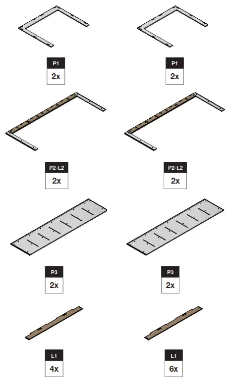 Room Board 60W Henry Table - INCLUDED PARTS