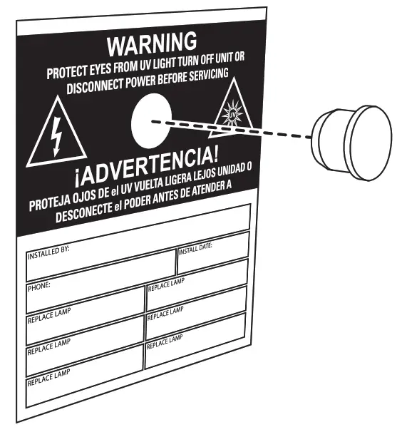 FRESH-AIRE UV Blue-Tube UV-X Advanced HVAC UV Light - arning Sticker