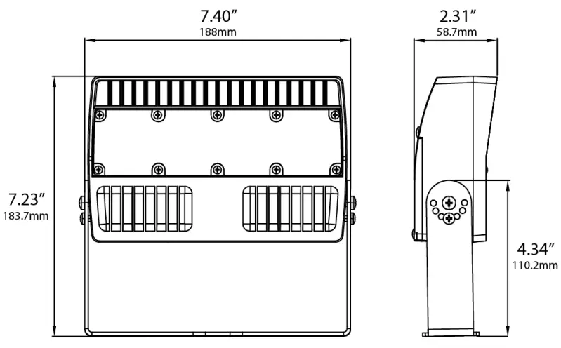 LEDone LED Knuckle Mount Flood Light Series - MEASUREMENTS 3