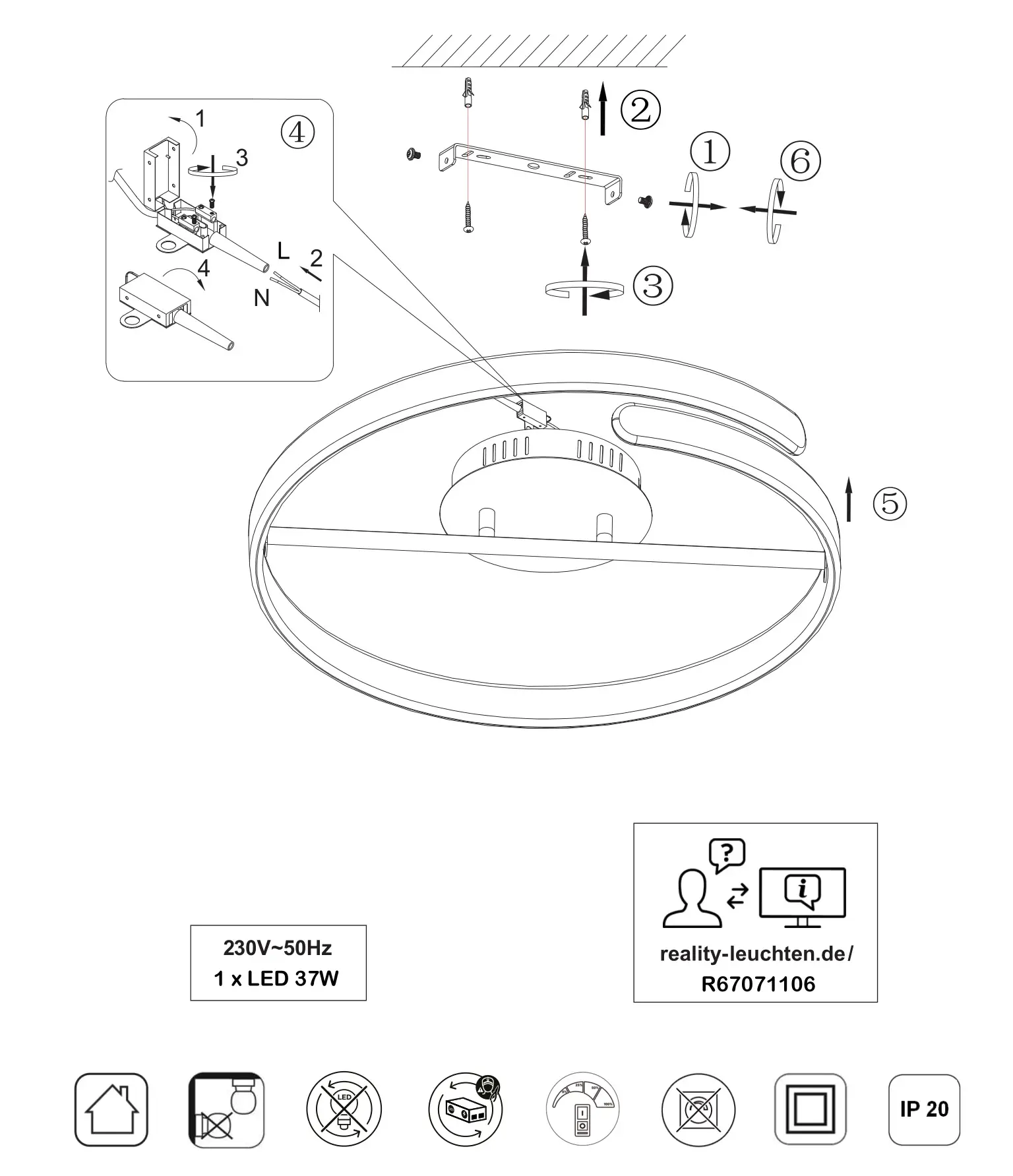 RL R67071131 Reality Ceiling Light - overview
