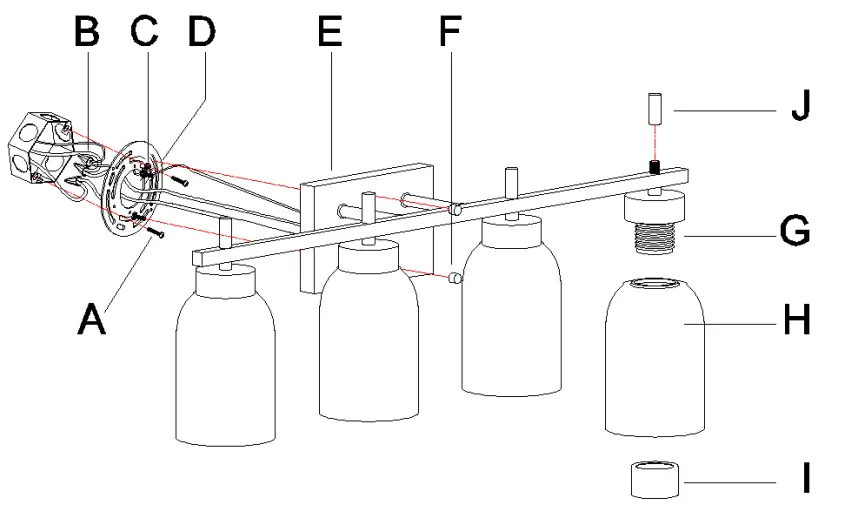 ZEVNI A04607 Bamako 28-in 4-Light Brass-Black Modern-Contemporary Vanity Light - PARTS