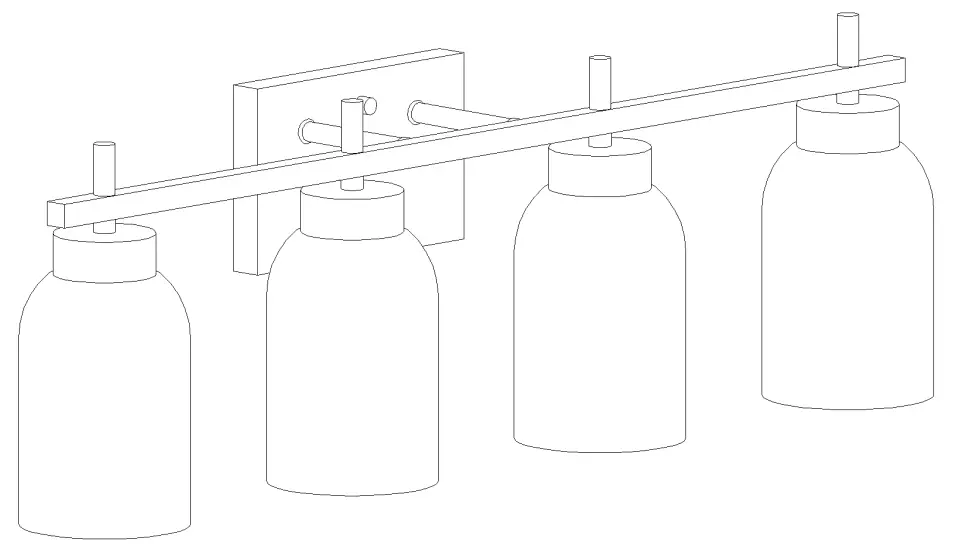 ZEVNI A04607 Bamako 28-in 4-Light Brass-Black Modern-Contemporary Vanity Light