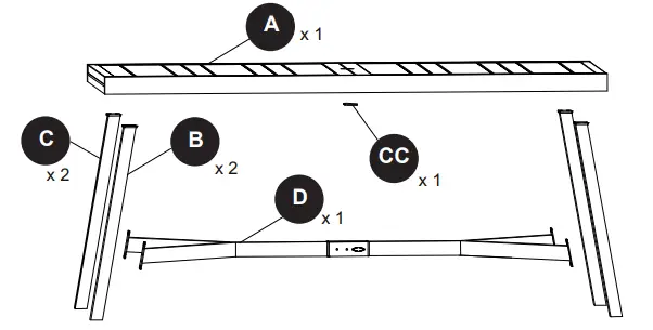 allen roth FTM20413E 1 Townsend Rectangle Extendable Outdoor Dining Table - PACKAGE CONTENTS