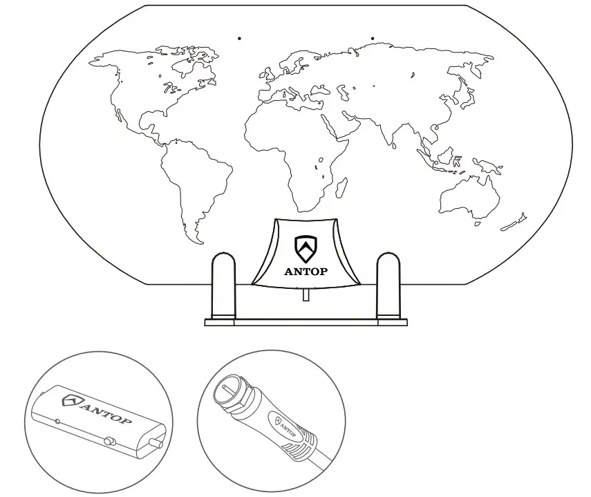 ANTOP AT-122B Paper Thin World Map Indoor HDTV Antenna