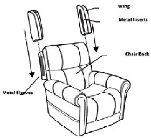 ROYALE MEDICAL S19401 Chadwick Lift Chair Range - Attaching the chair wings to the chair back rest.