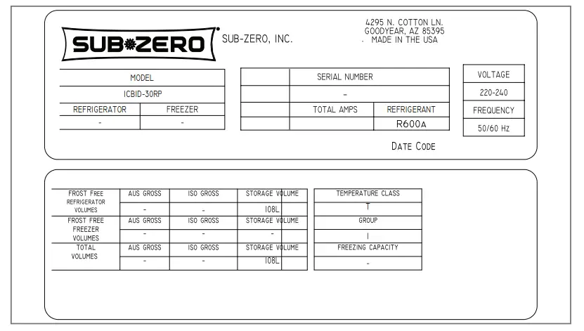 SUB-ZERO-ICBIT-36CIID-914mm-Combination-Refrigerato- or-Freezer-fig-1
