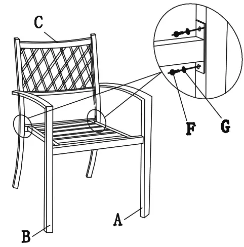 NUU GARDEN SID007-01 5PCS Iron Dinning Set - Assemble2