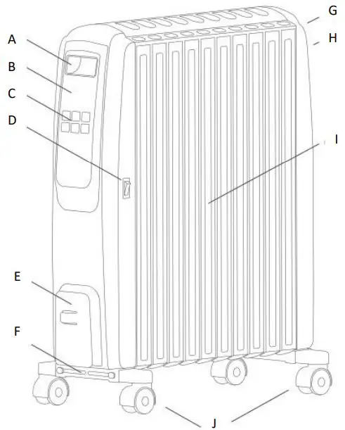 electriQ EDR-TRD1025B 2.5kw Oil Filled Radiator-fig2