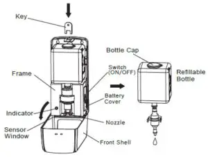 LUXTON B08J2VDCMQ Automatic Hand Sanitizer Dispenser - parts name